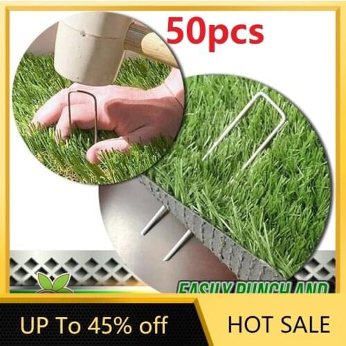 50Pcs U-Shaped Garden Pins Nail Lawn Fixer Artificial Grass Ground Pegs Metal Pins Lawn Fixer Grass Ground Pegs Metal Garden