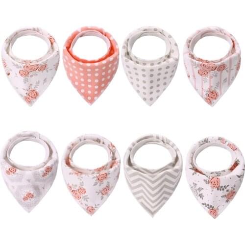 8 Pcs/Set Baby Newborn Feeding Bibs Soft Cotton Saliva Towel Toddler Triangle Scarf Bandana Newborn Burp Cloth Shower Gifts 69HE