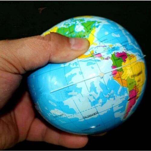 AACAR 1Pc World Map Soft Foam Earth Globe Hand Wrist Exercise Stress Relief Squeeze Foam Ball
