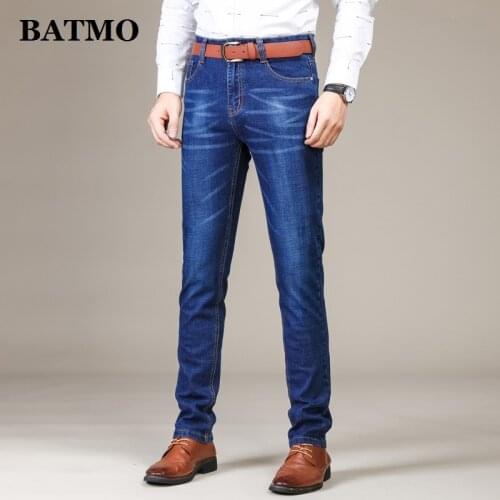 Batmo 2019 new arrival high quality casual Straight elastic jeans men,mens slim pants ,skinny jeans men plus-size 28-40 1101