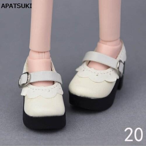 6*2.5cm White Fake Leather Fashion Shoes For 1/4 BJD Doll Shoes For 40-50cm XinYi Doll High-heel Shoes For Saron Doll Accessory