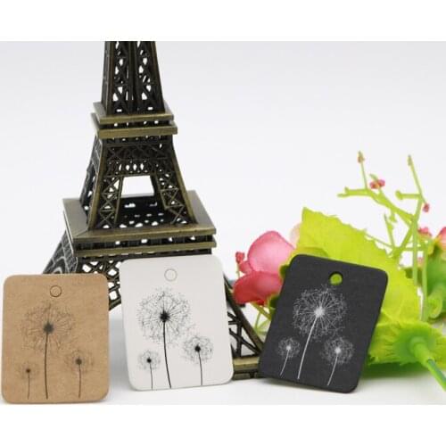 Free Shipping 200pcs/lot 2.6x3.3cm Cute Dandelion Pattern Printed Kraft/White/Black Paper Labels for Gifts Clothes Packaging Tag