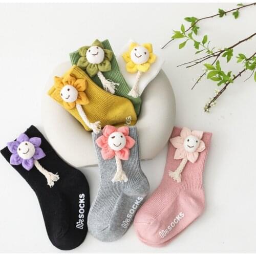 Baby Newborn Anti-slip Socks Toddler Socks Sun Flower Smiley Face Cotton Socks Breathable Children Spring Autumn Socks