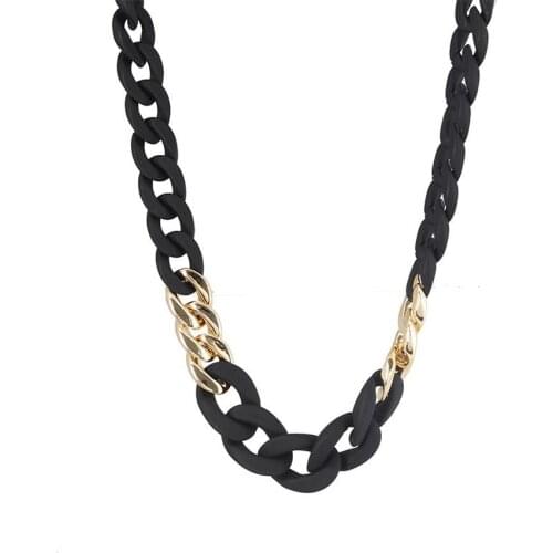 Two Tone Resin Matte Black Link Chain Choker Necklace for Women Summer Collar Necklace Boutique Jewelry Wholesale