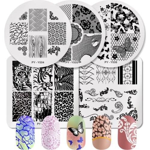PICT YOU Geometric Nail Stamping Plates Flower Plants Natural Patterns Image Nail Art Stamp Templates Square Rectangle Plates