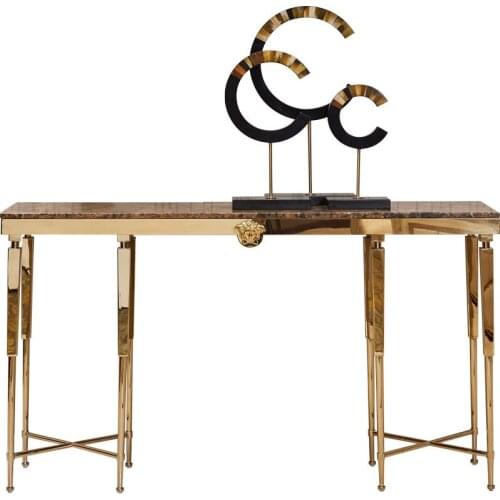 Artifical Marble porch table gold stainless steel decorative cabinet porch hall tablefurniture