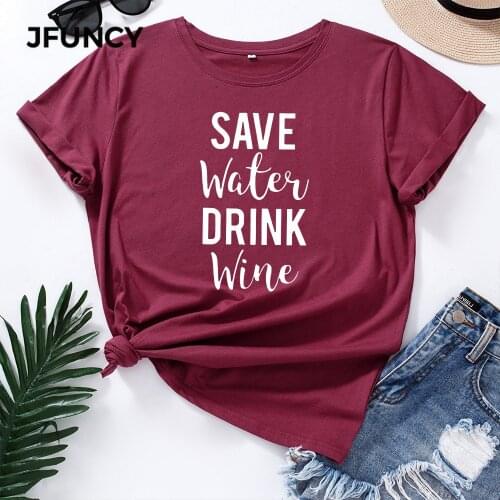 JFUNCY Funny Letters Print T Shirt Women Short Sleeve Cotton T-shirt Female Summer Tees Woman Tops Plus Size S-5XL Lady Shirts