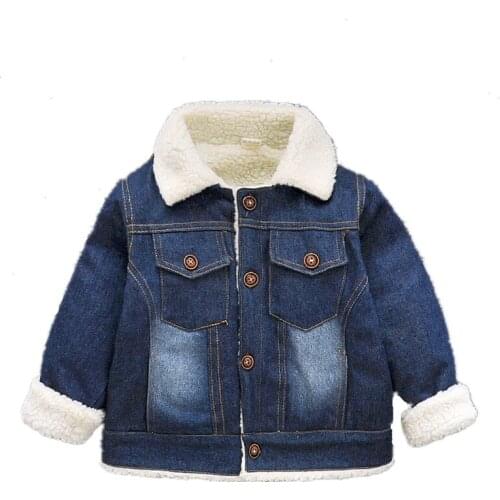Girl Jackets Girls Outerwear Coats New Girls Jean Jacket Plus Thick Velvet Autumn and Winter New 0-3 Years Old Kids Coat