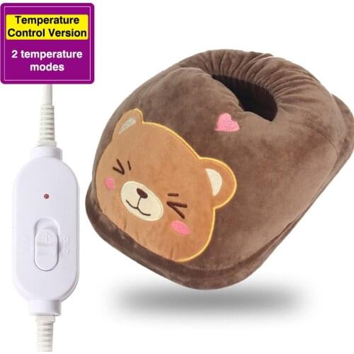 Cute Electric Foot Warmer Feet Warm Slippers 2 Temperature Modes Warm Hairy Cushion for Feet