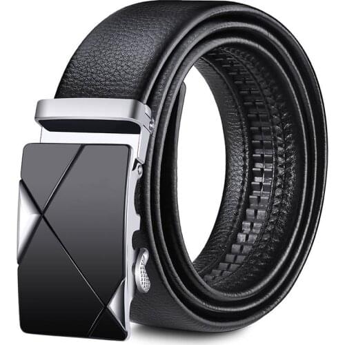 Mens Leisure Belt Dress Suit Concise PU Leather Waist Strap Jeans Accessories Automatic Slid Buckle Cinto 3.5cm Black 14 Styles