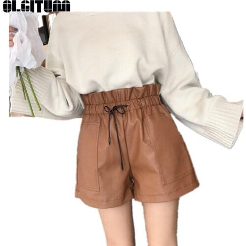 OLGITUM Women's Leather Shorts
