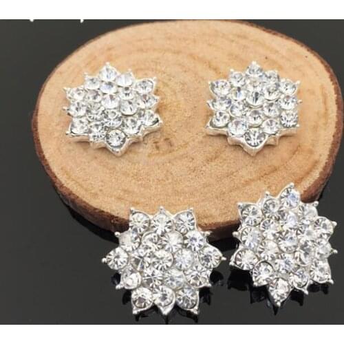 100 Pieces Wholesale Flower Buttons Embellishments for DIY Craft Flatback Button Clear Rhinestone Buttons Full Crystal