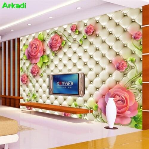 Custom Photo Mural 3D8D Three-dimensional Wallpaper Living Room Bedroom Modern Simple TV Background Wall Paper Roses