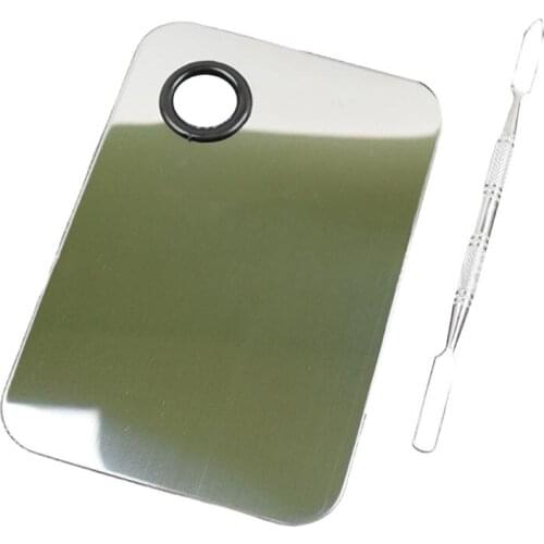 Professional Stainless Steel Cosmetic Makeup Mixing Palette Foundation Eye Shadow Nail Art Pigment Blending Tools With G99E