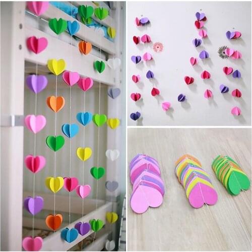 2.8meter romantic 3D heart paper Flag Party bell garland Decoration Banner Bunting for birthday wedding event Wh