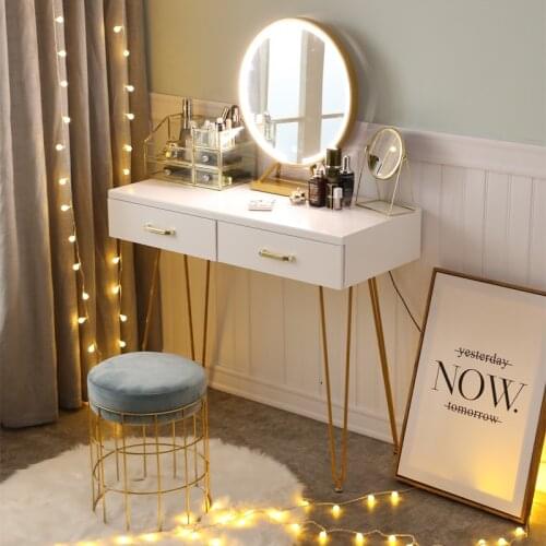 Nordic Dresser for Bedroom Living Room Furniture Solid Wood Simple Modern Minimalist Dressers Ins Style Dressing Table with Lamp