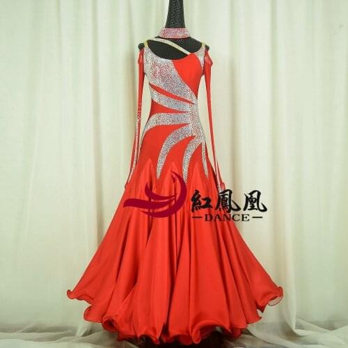 Standard Ballroom Dress Women New Of 2018 Custom Made High-necked Long Sleeved Waltz Ballroom Dance Competition Dresses