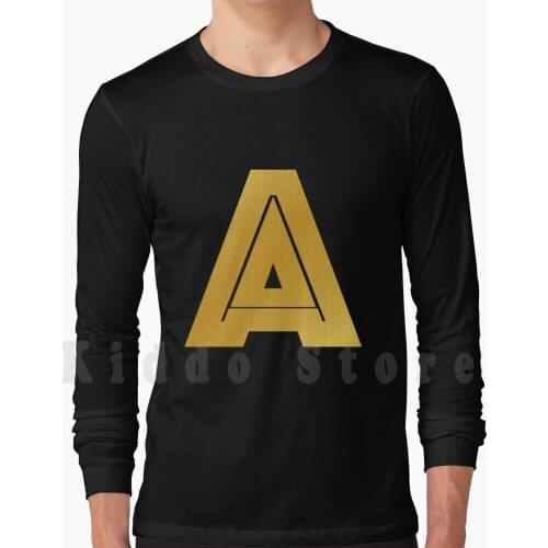 A Letter-Golden Initials Serie Hoodie Long Sleeve Letters Initials Golden Gold Shiny Topography Glowy