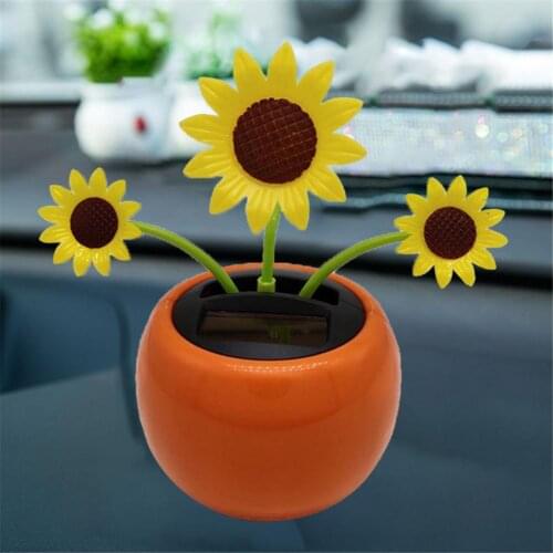 Solar Sunflower Car Decorations Shaking Head Sun Flower Car Accessories Car Dancing Doll Car Ornament Car-styling
