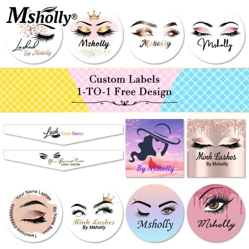 Free Design Custom Logo High Quanlity Round/Triang Label Packaging Box Logo Wholesale Stick LOGO Stickers Mink EyeLashes Label