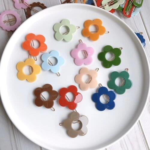 Japanese and Korean new high quality hairpin sweet candy color flower frog button girl color bangs hairpin frog clips