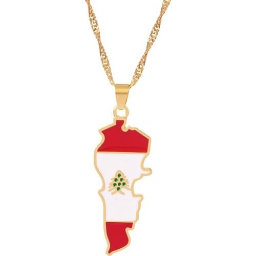 Gold Color Lebanon Map Flag Pendant Necklaces For Women Choker Lebanon Country Map Necklace Jewelry Patriotic Gifts