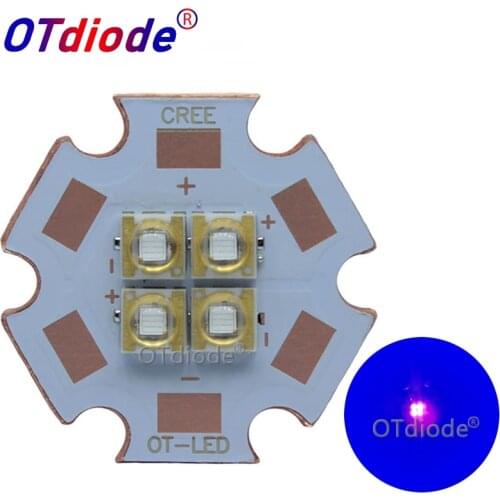 10W-12W Epiled 3535 Ultra Violet UV 365nm 380nm 395nm 420nm 4Chips High Power Led Lamp 3V/7V/14V Light Source 20mm Copper PCB