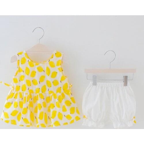 2019 Newborn Baby Girls Clothes Sleeveless Dress+Shorts 2PCS Outfits Set Lemon Printed Cute Clothing Sets Summer Sunsuit 0-24M