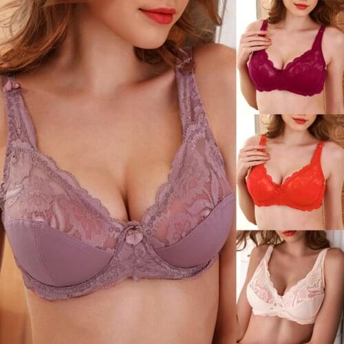 2021 New Plus Size Bra Ultrathin Lace Bralette For Woman Push Up Brassiere Adjustable Full Cup Bras Underwear Girls