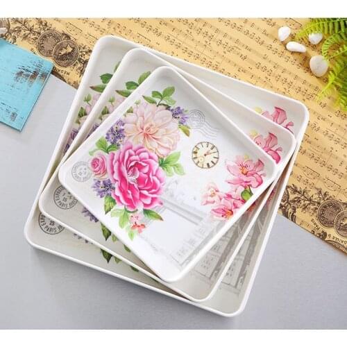 25cm,30cm,35cm Non-slip Dish Plate Square Trays for Party/Hotel/Home Dinner Plate Dish for Snacks Fruit Milk for Wedding Gift