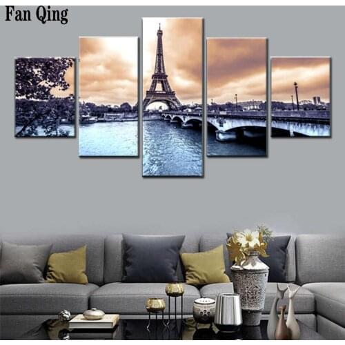 5 pcs Paris Tower Diamond Painting Rhinestone Full Square Round 5D DIY Diamond Embroidery 3d Cross Stitch wall decor