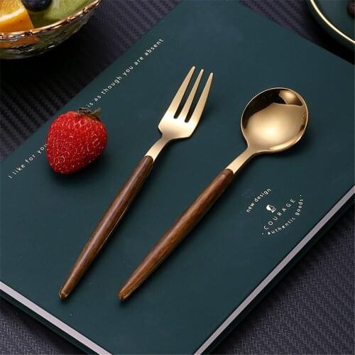 5PCS Dinnerware Sets Gold Tableware Cutlery Dinner Set Cutlery Sets Dishes Knives Forks Spoons Western Kitchen Dinnerware Kit
