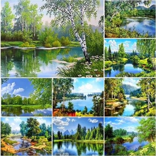 5D Diy Diamond Painting Tree Scenery Kit Full Drill Square Embroidery Landscape Mosaic Picture of Rhinestones Home Decoration