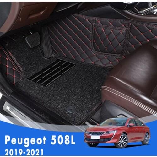 Car Floor Mats For Peugeot 508L 2021 2020 2019 Double Layer Wire Loop Custom Car Accessories Interior Front And Rear Side Carpet