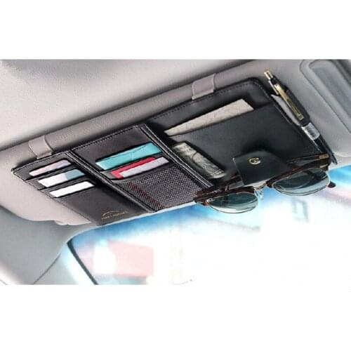 Car Storage Sun Visor Organizer Auto Storage Bag Car Stowing Tidying Box Card Holder Pocket PU Leather Interior Accessories