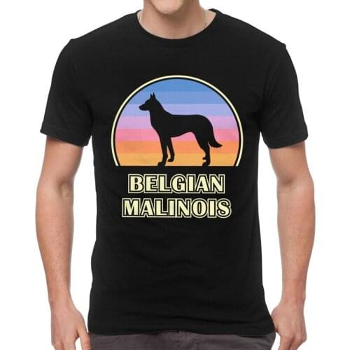 Belgian Malinois Vintage Sunset T-shirt Men Streetwear T Shirt Short Sleeve Sunset Dog Mechelaar Tshirt Cotton Tee Top Clothing