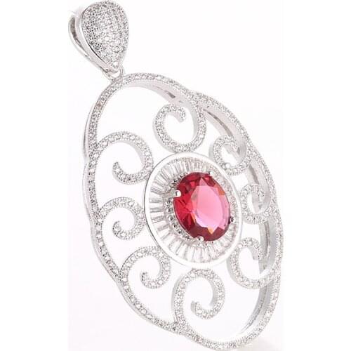 Micro Pave Zircon Stone Hollow Flower Large Big Crystal Pendants For Statement Women Necklaces Jewelry Making Accessories