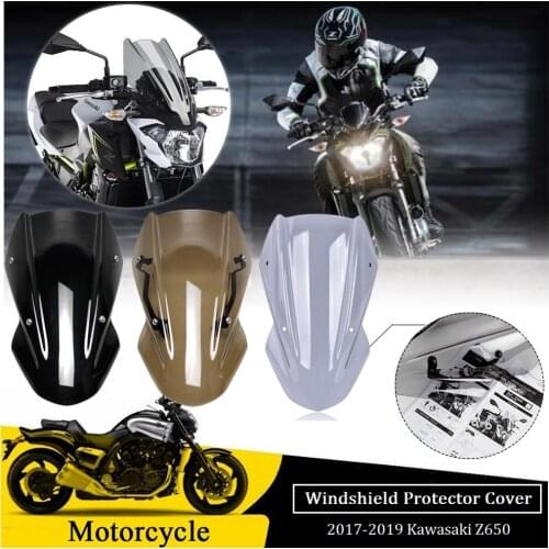 For 2017 2018 2019 Kawasaki Z650 Z 650 2017-2019 Motorcycle Windshield Windscreen Flyscreen Wind Deflector w/ Mounting Bracket