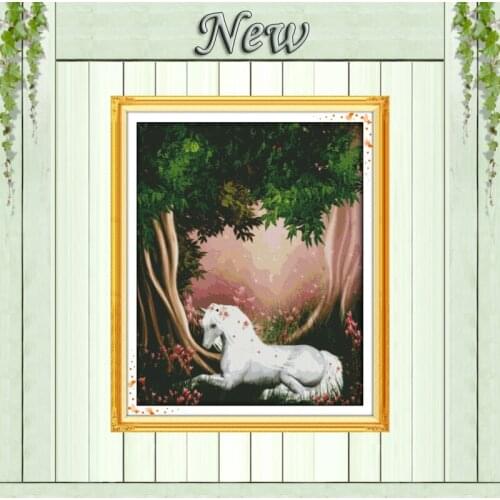The unicorn in the forest paintings counted printed on canvas DMC 14CT 11CT Chinese Cross Stitch Needlework Sets Embroidery kits