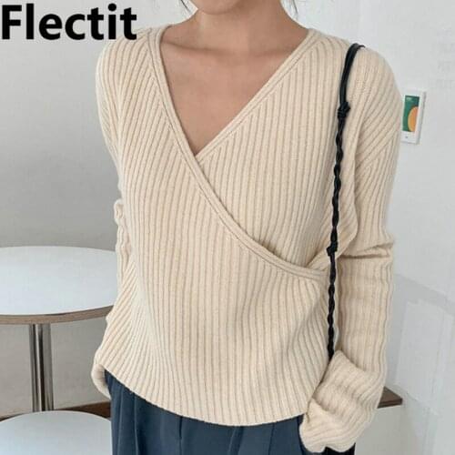 Женские пуловеры с V-образным вырезом Flectit China At AliExpress