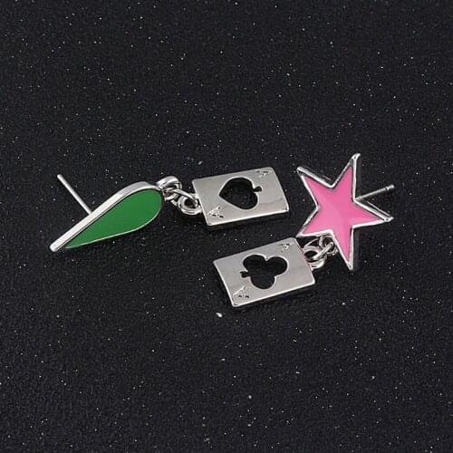 Hisoka Cosplay Earrings Anime Hunter x Hunter Stars Teardrop Poker Design Drop Earrings For Women Men Fashion Jewelry