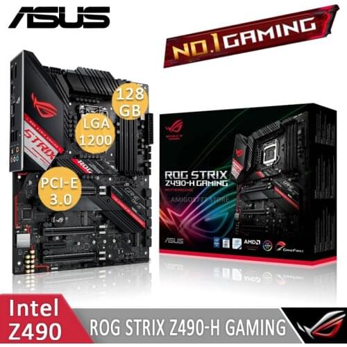 LGA 1200 Asus ROG STRIX Z490-H GAMING Motherboard Support Intel 10th-Gen DDR4 128GB PCI-E 3.0 M.2 SSD CrossFireX Z490 Placa-Mãe