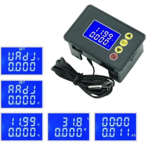 0-100VDC 10A Power Meter Digital Voltmeter Ammeter Wattmeter Temperature Monitor M2EF