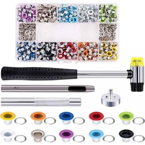 JFBL Hot 500 Pcs Grommet Kit,Grommet Setting Tool Eyelets Set with Install Tool Kit in Storage Box,Leather Crafts DIY Projects