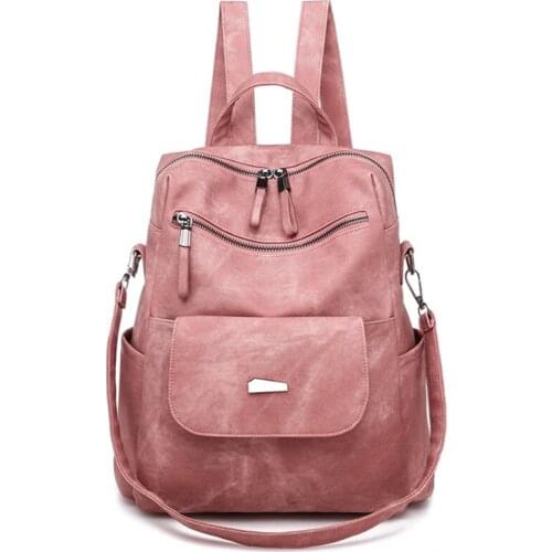 Leather Backpack Women Shoulder Bag Vintage Bagpack Travel Backpacks For School Teenagers Girls Back Pack Women