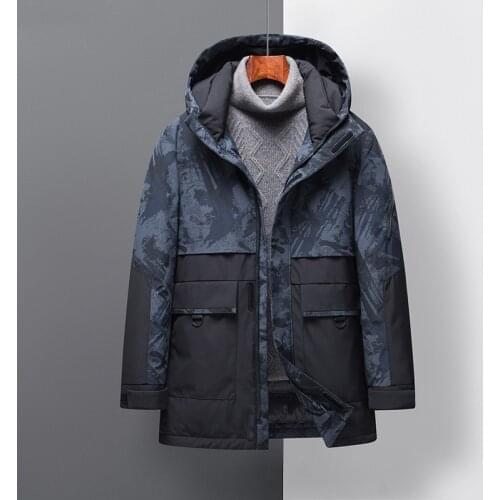 Oversize M-4XL 2021 Youth Winter Casual Mens Duck Down Jackets Mid-Length Parkas Thick Warm Hooded Coats Outerwear Tops Puffer