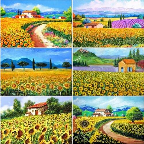 MomoArt 5D DIY Diamond Painting Garden Full Square Diamond Mosaic Sunflower Rhinestone Embroidery Flower Needlework Home Decor