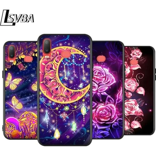 Moon Flower Butterfly for Samsung Galaxy A9 A8 Star A750 A7 A6 A5 A3 Plus 2018 2017 2016 Black Phone Case Soft Cover