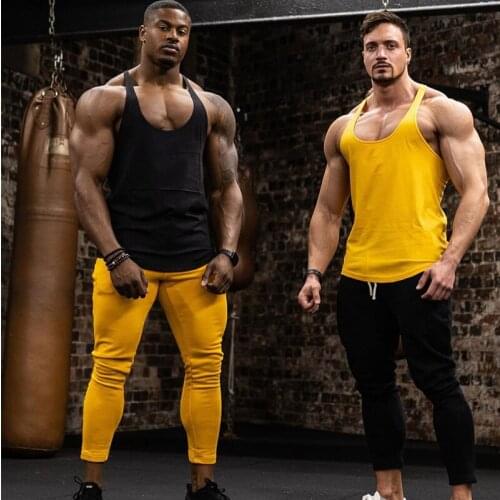 2020 New Men Summer Muscle Fitness Tank Top Bodybuilding Workout Gym Sport Sleeveless Stringer Shirts Vest