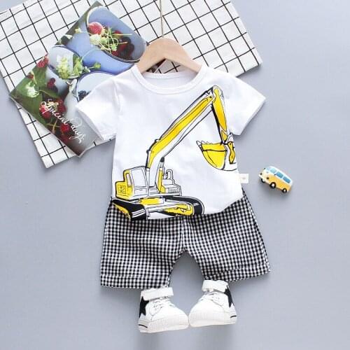 New Summer Children Clothes Set Toddler Kids Cartoon Print Tops+shorts Outfit Set Clothes Casual Sports T-shirt Shorts